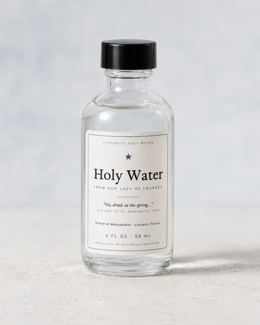 2 oz Our Lady of Lourdes holy water glass bottle