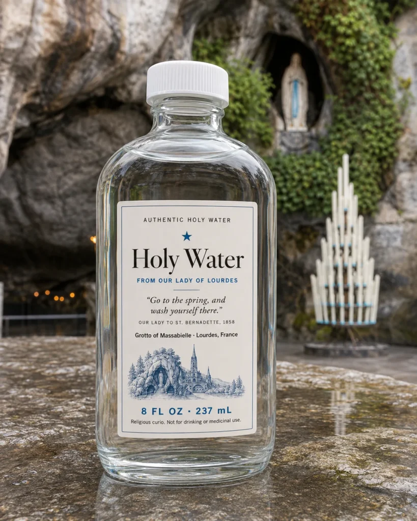 Holy water at the Grotto of Massabielle spring in Lourdes